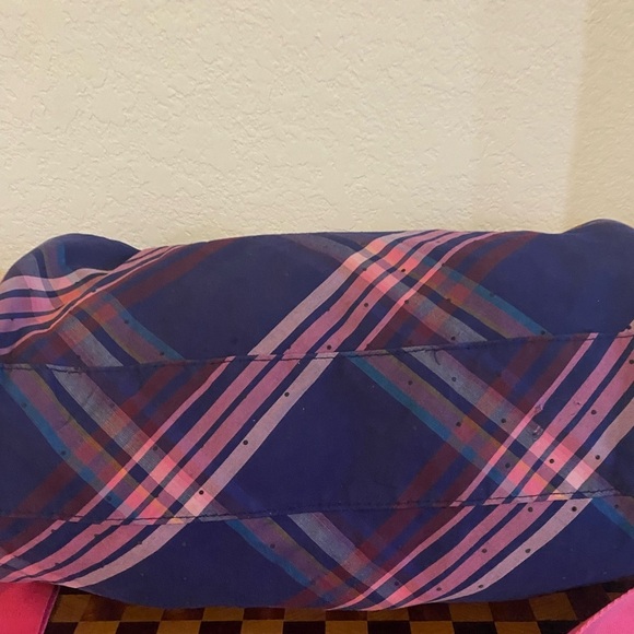 Vintage Tommy Hilfiger 13”x10”Plaid Academia Duffle Crossbody Bag Pink Blue - Picture 16 of 16